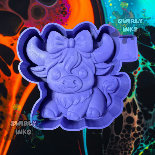3D Cow with Bow Freshie Mold