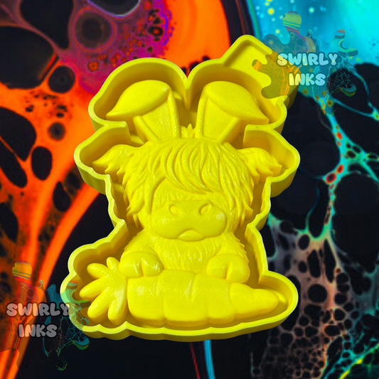 3D Cow with Bunny Ears and Carrot Freshie Mold