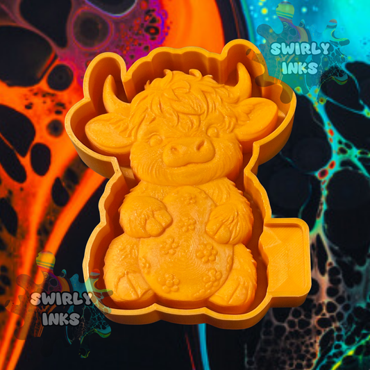 3D Cow with Flowered Egg Freshie Mold