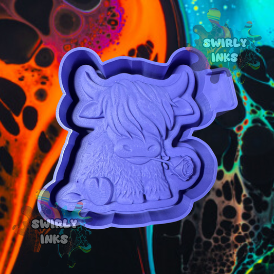 3D Cow with Rose Freshie Mold
