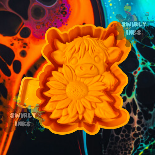 3D Cow with Sunflower Freshie Mold
