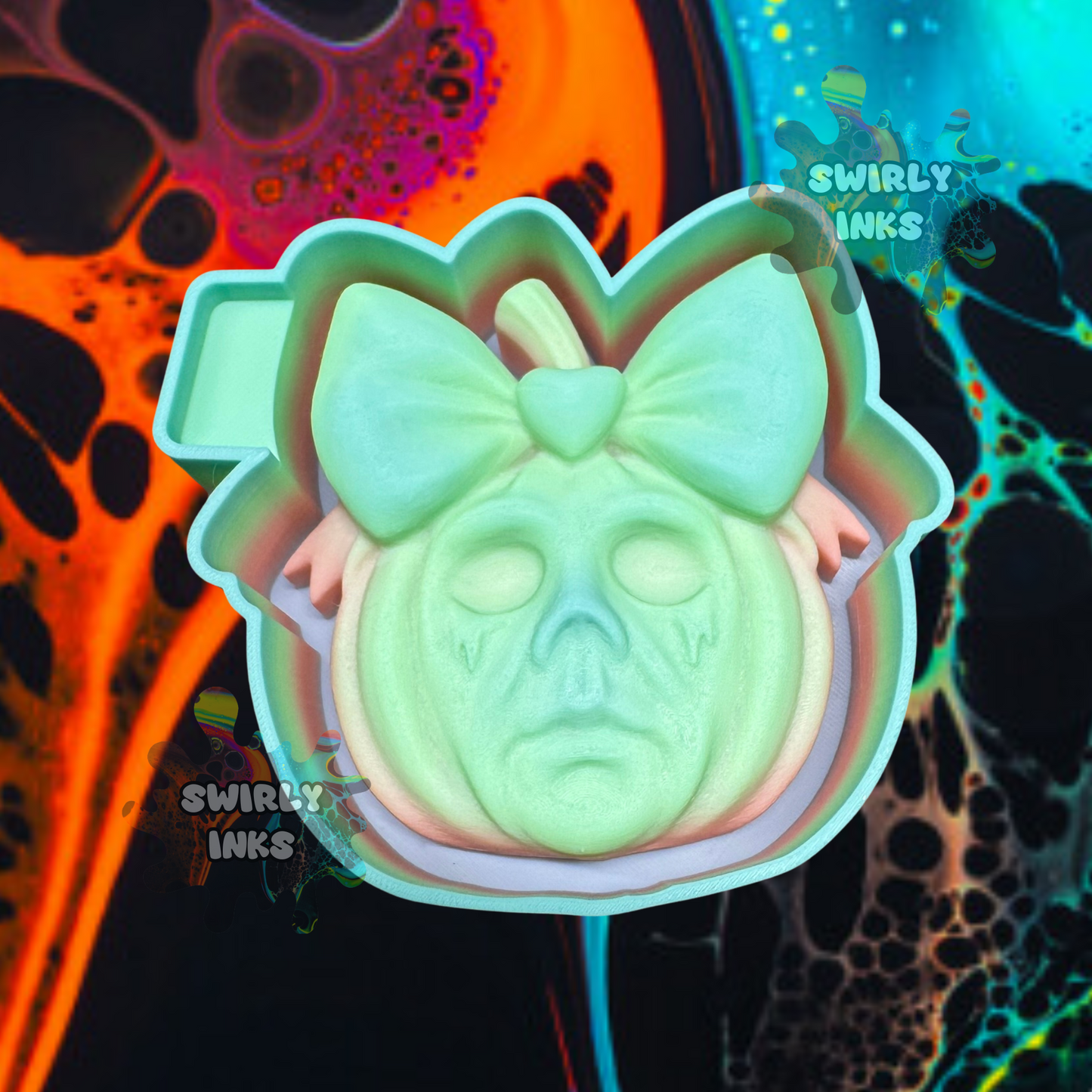 3D Face Pumpkin with Bow Freshie Mold