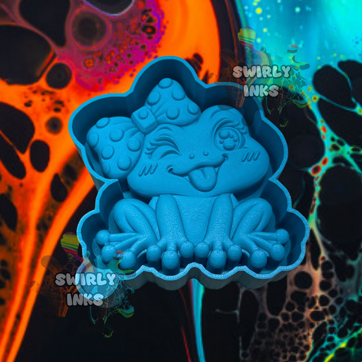 3D Frog with Bow Freshie Mold