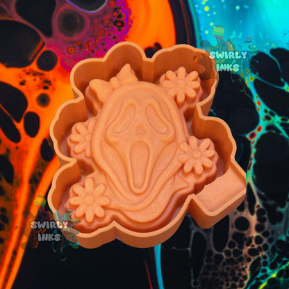 3D Ghost Face with Flowers Freshie Mold