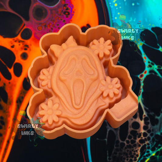 3D Ghost Face with Flowers Freshie Mold