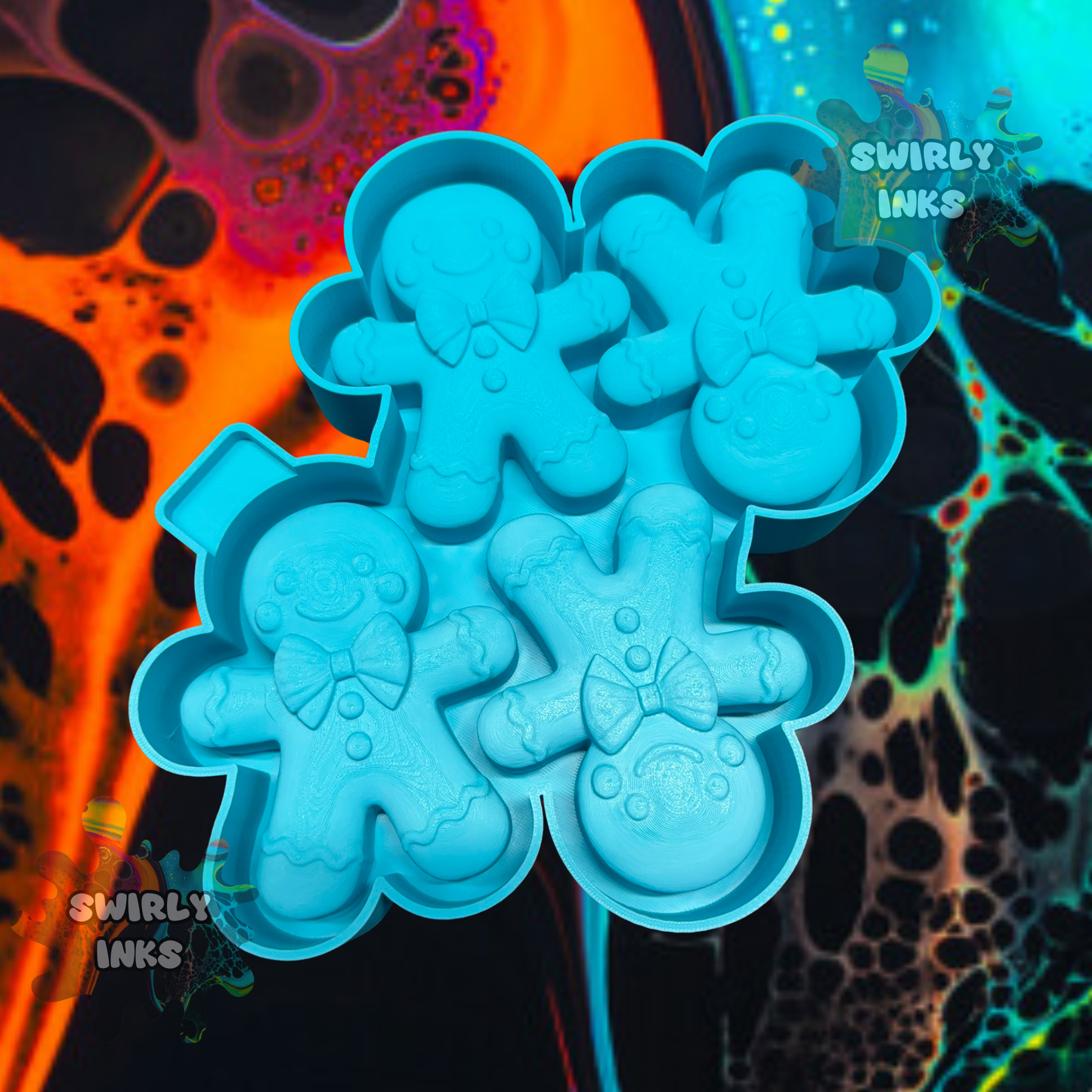 3D Gingerbread Man 4pcs Large Freshie Mold