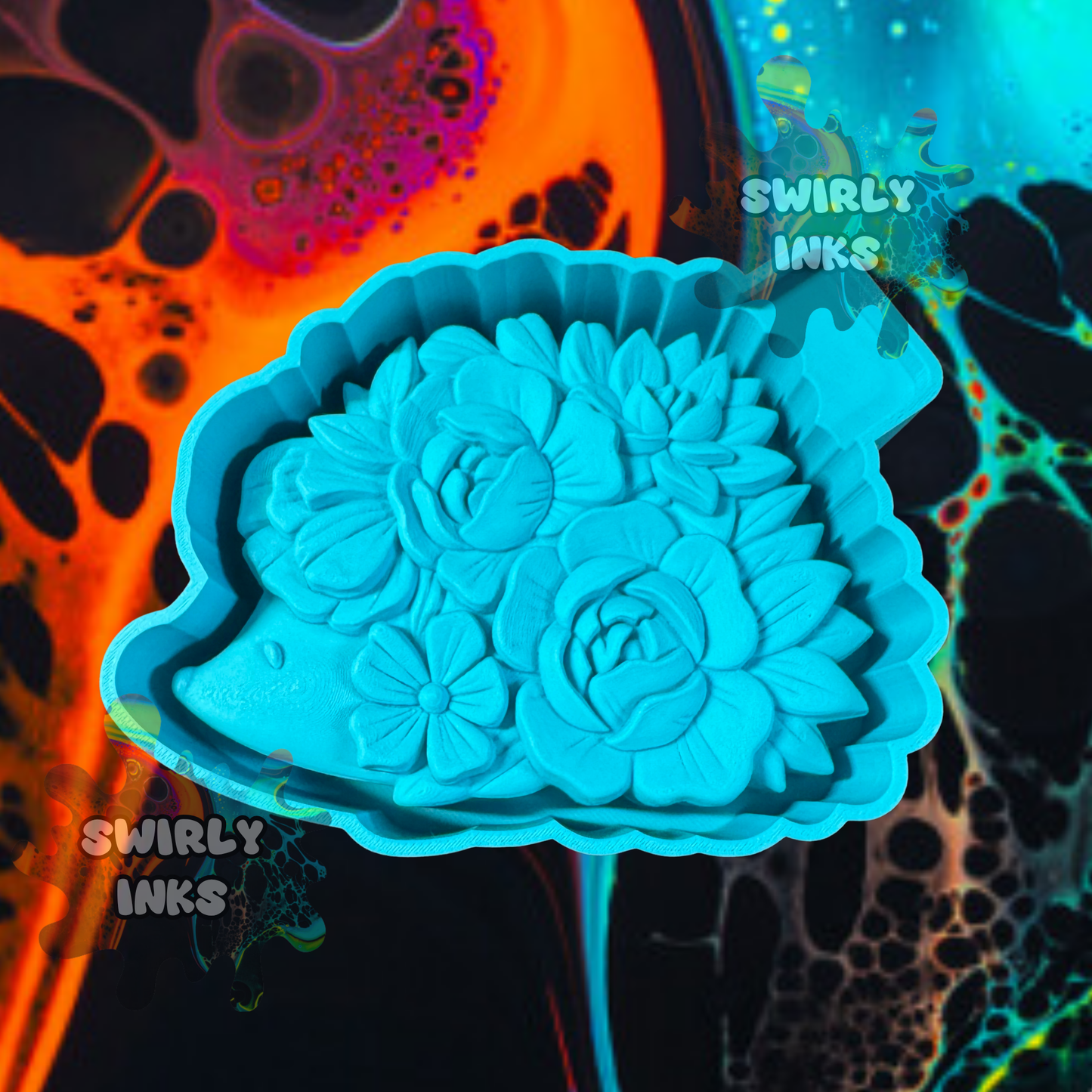 3D Hedgehog with Flowers Freshie Mold