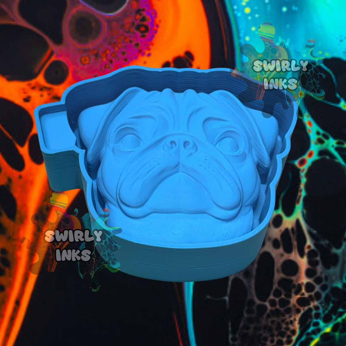 3D Pug Dog Head Freshie Mold