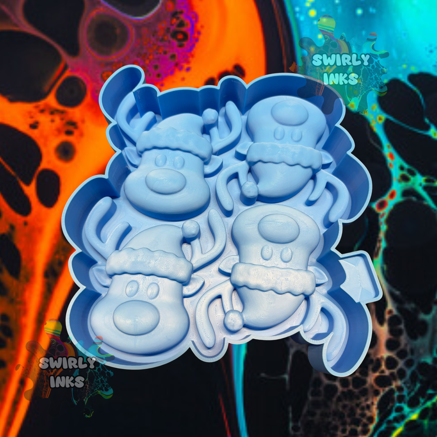 3D Reindeer 4pcs Large Freshie Mold