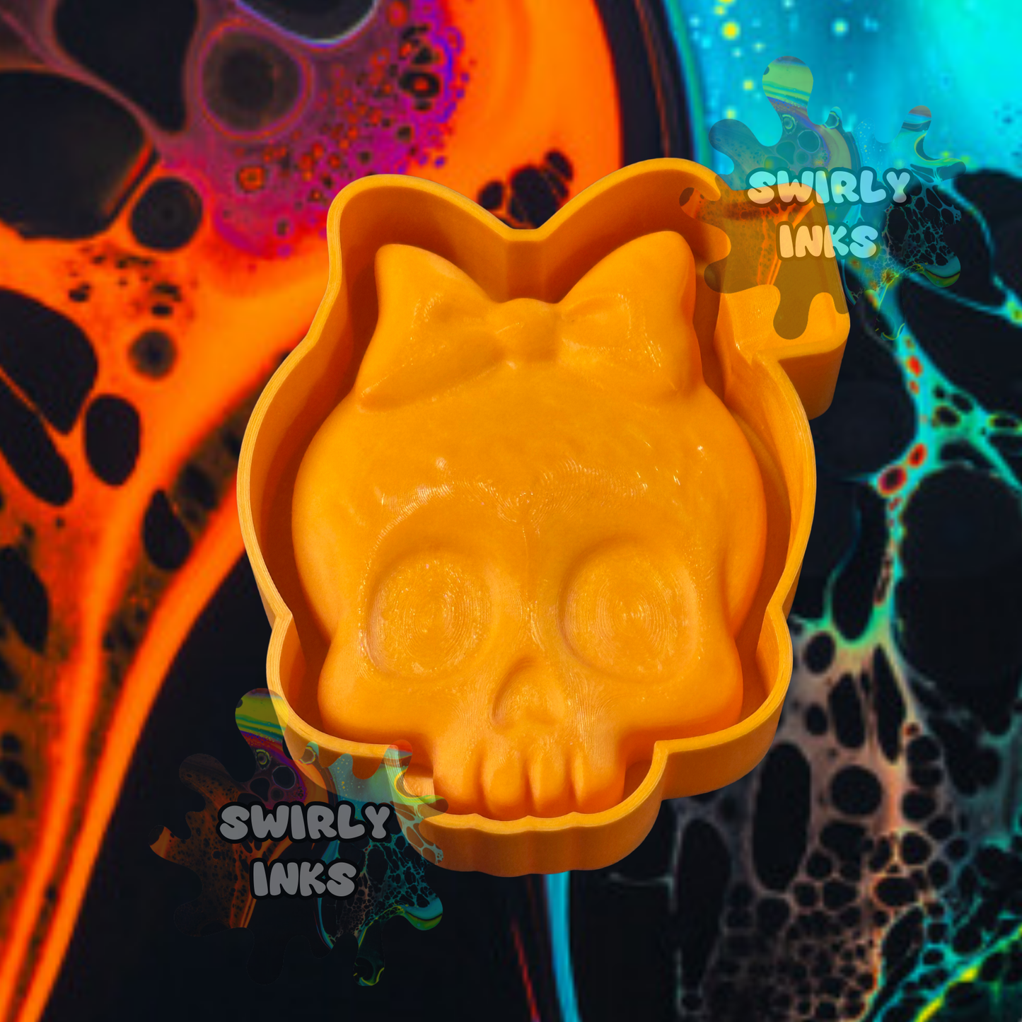 3D Skull with Bow Freshie Mold