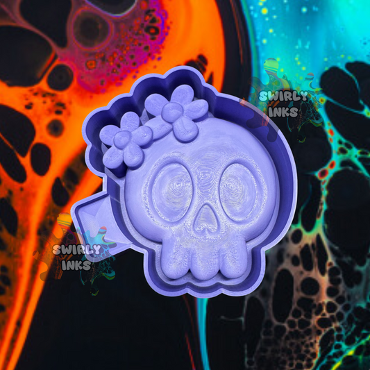 3D Skull with Flowers Freshie Mold
