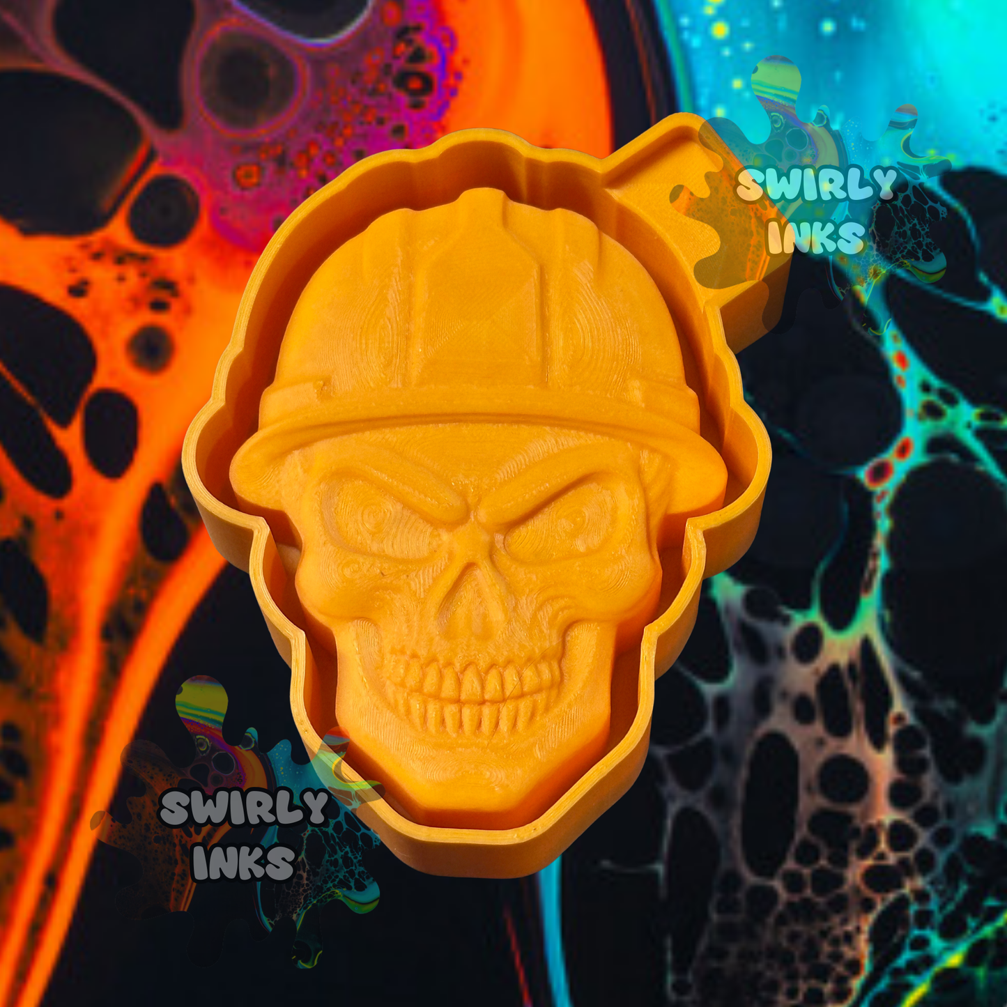 3D Skull with Hard Hat Freshie Mold