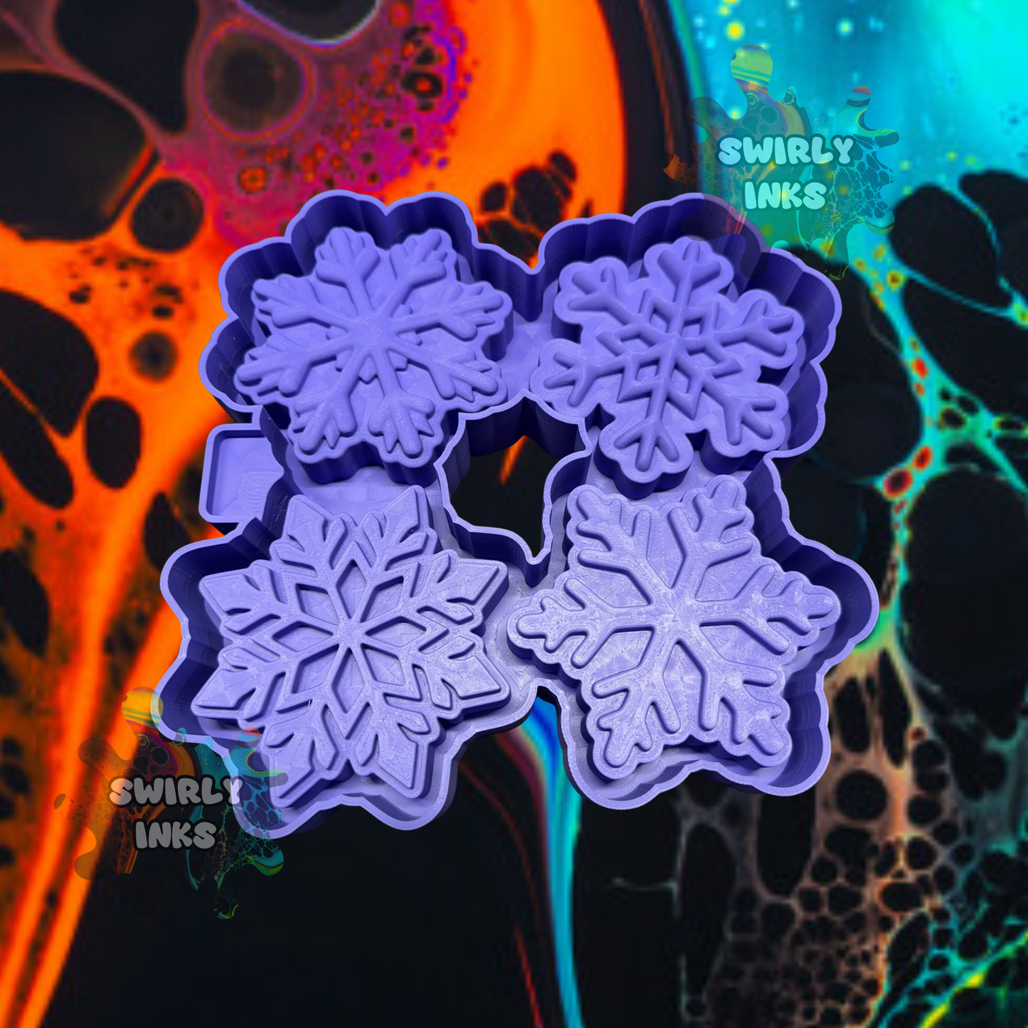 3D Snowflakes 4pcs Large Freshie Mold