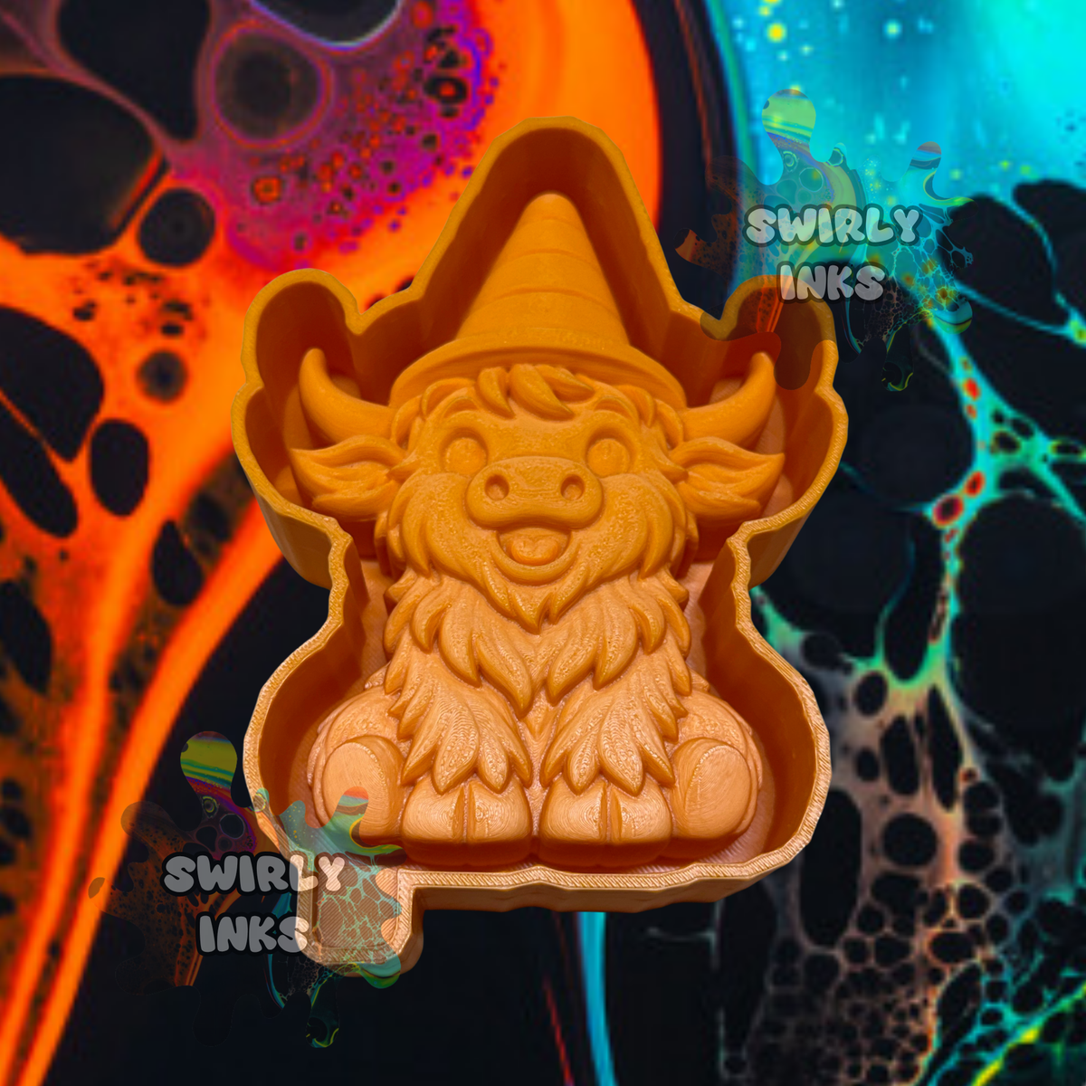 3D Traffic Cone Highland Cow Freshie Mold