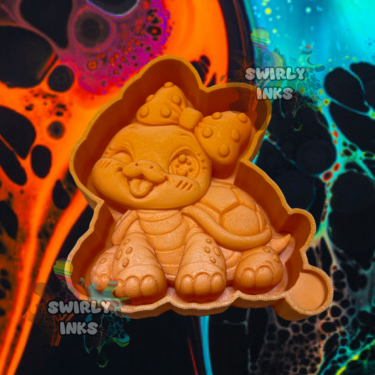 3D Turtle with Bow Freshie Mold