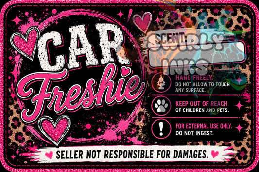 Pink Hearts with Leopard Print Freshie Label 3" x 2"  (10)