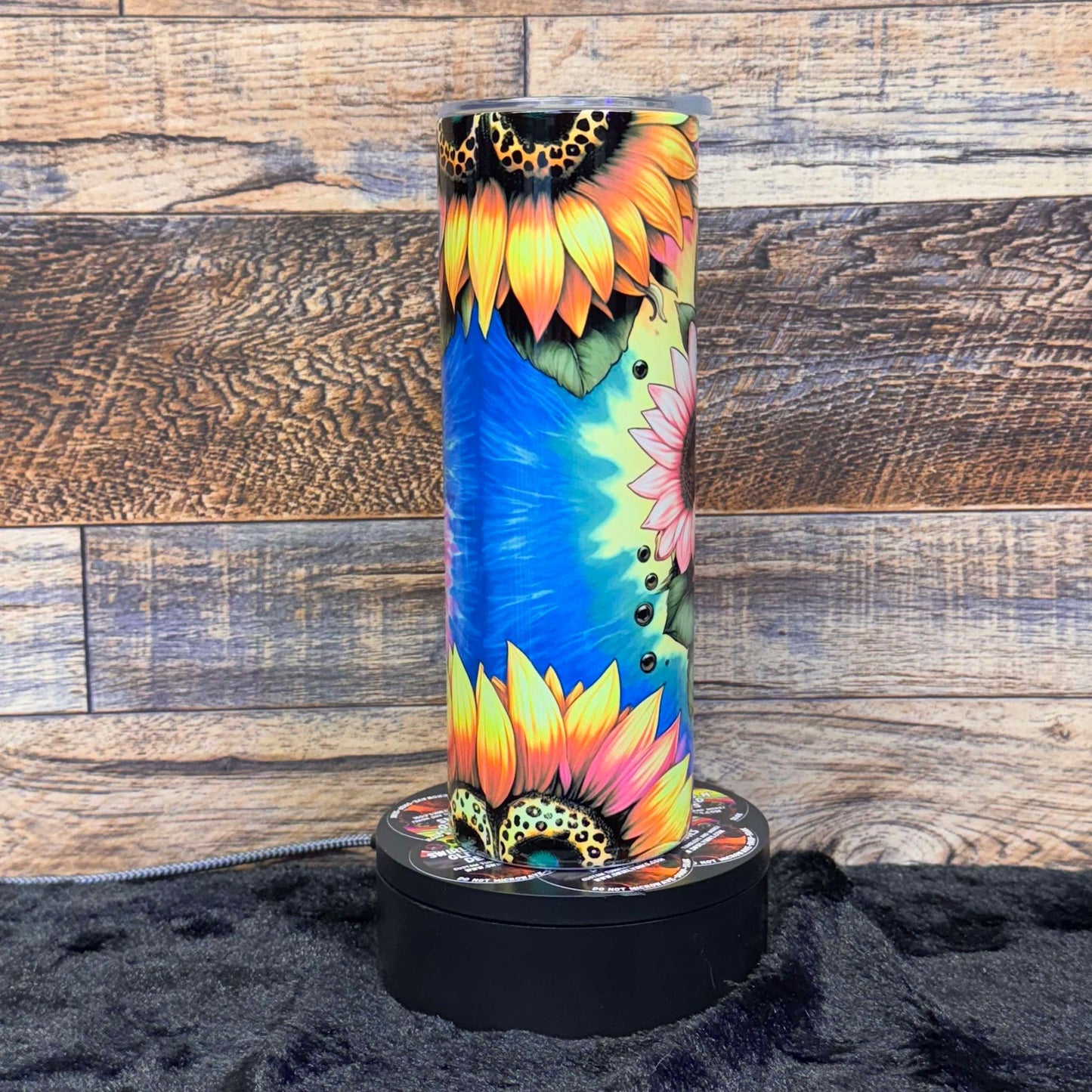 Neon Sunflower (#5) Tumbler - Black light Activated Ink.