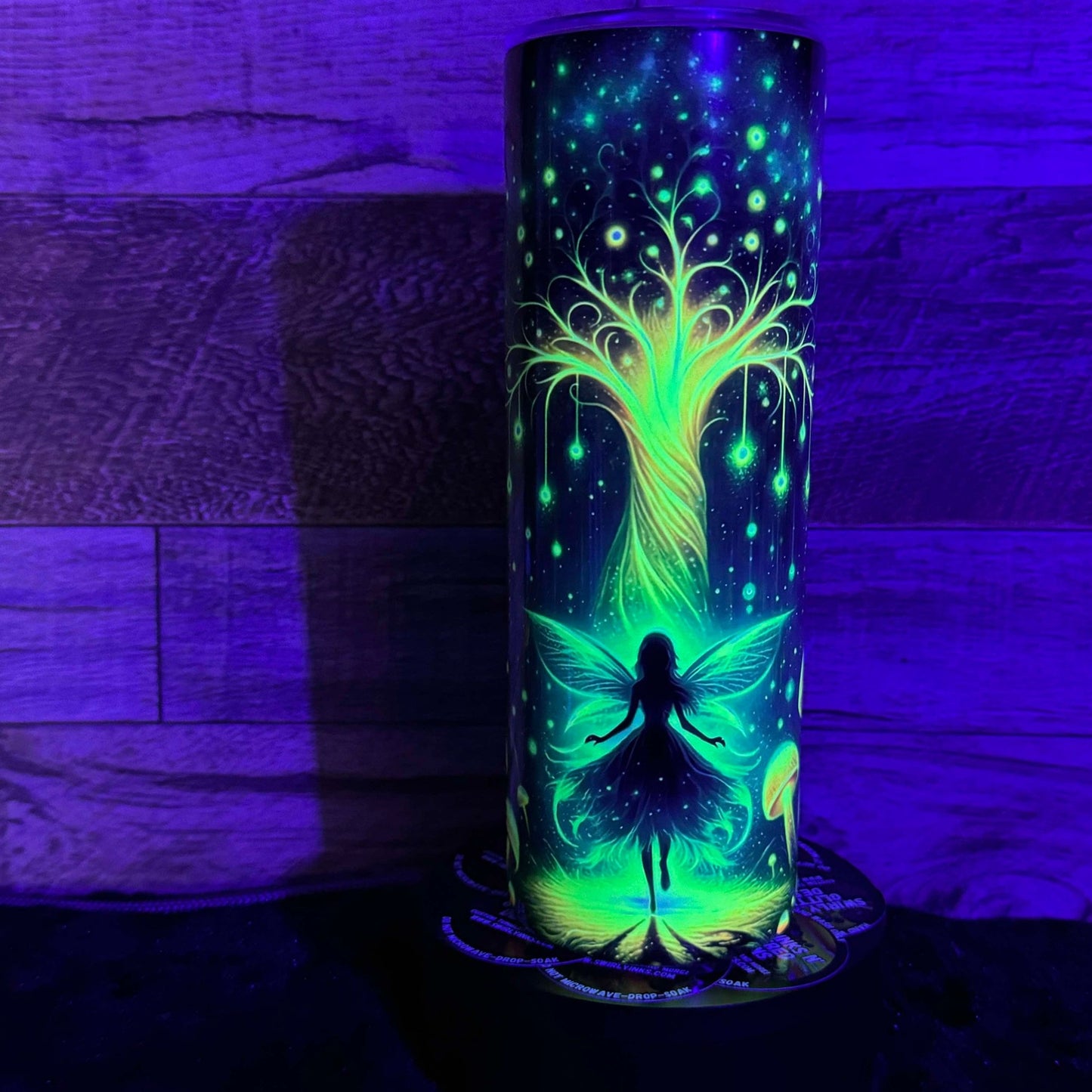 Green Fairy Tumbler - Black light Activated Ink.