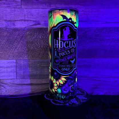 Witches Needed Tumbler - Black light Activated Ink.