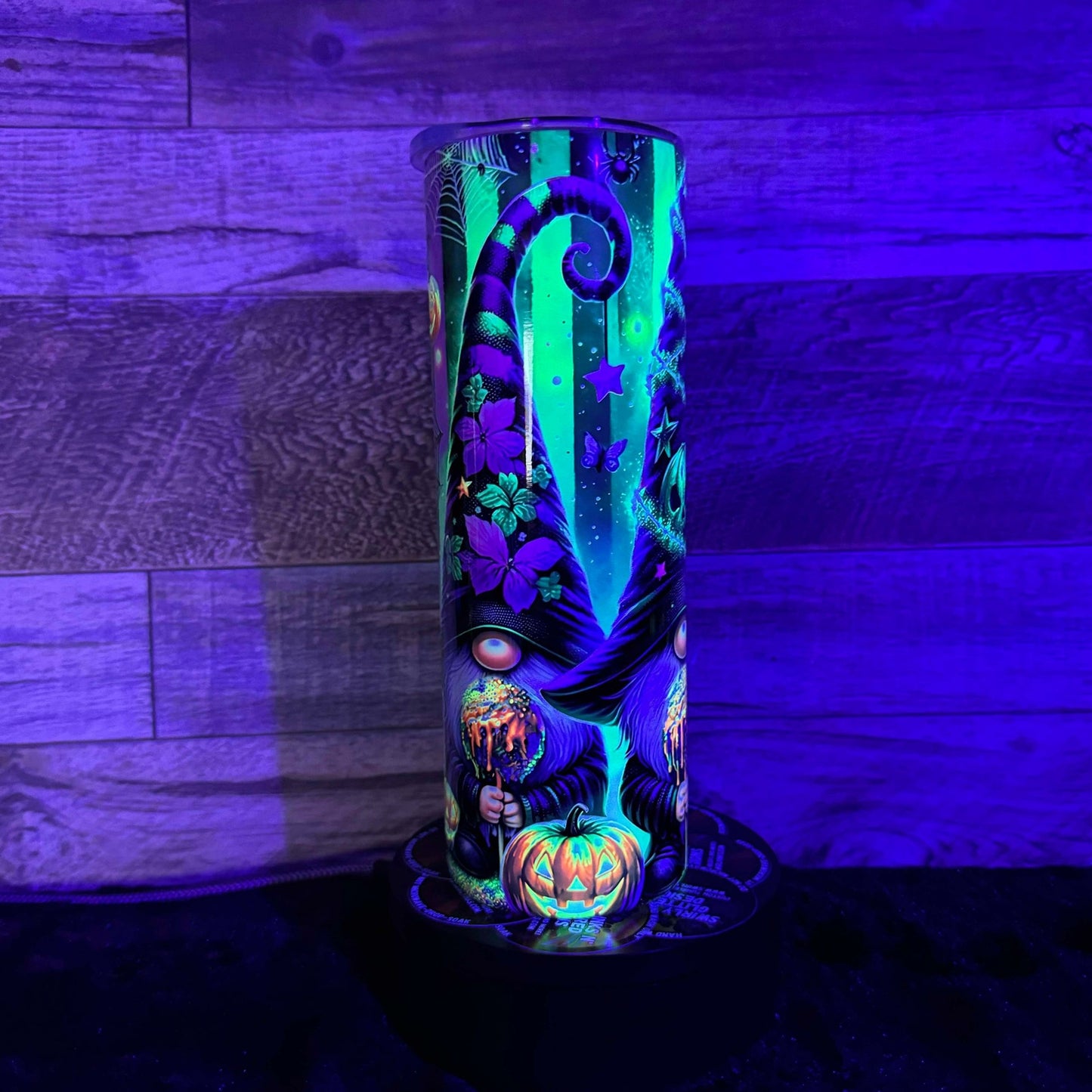 Halloween Gnome (#8) Tumbler - Black light Activated Ink.