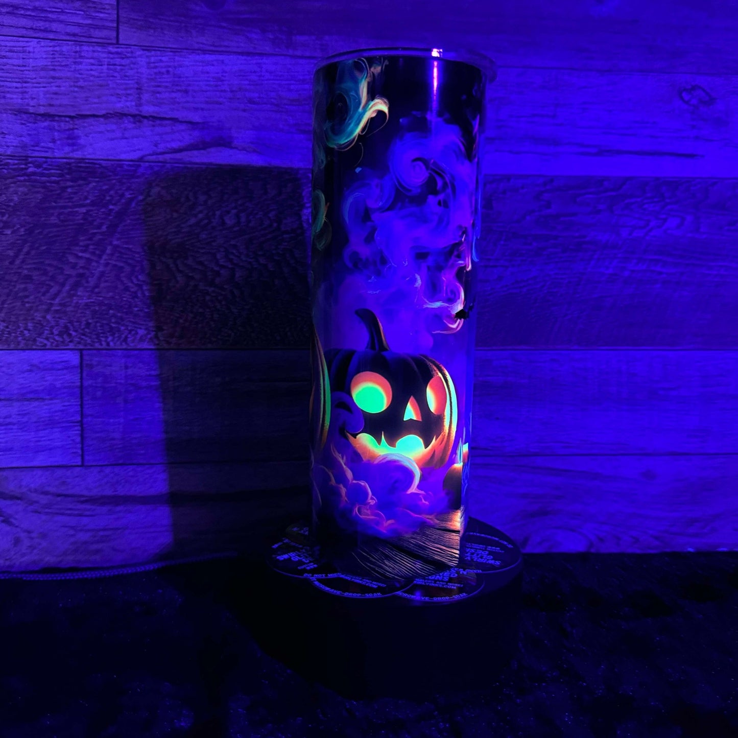 Spooky Pumpkins Tumbler - Black light Activated Ink.