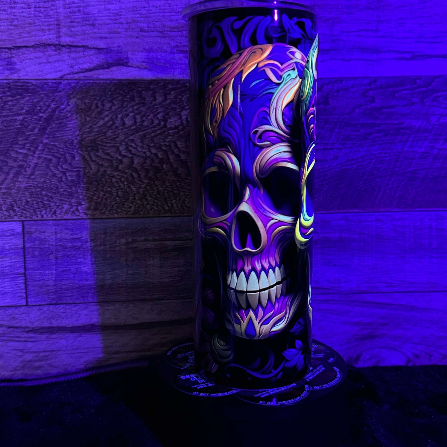 3D Skull (#33) Tumbler - Black light Activated Ink