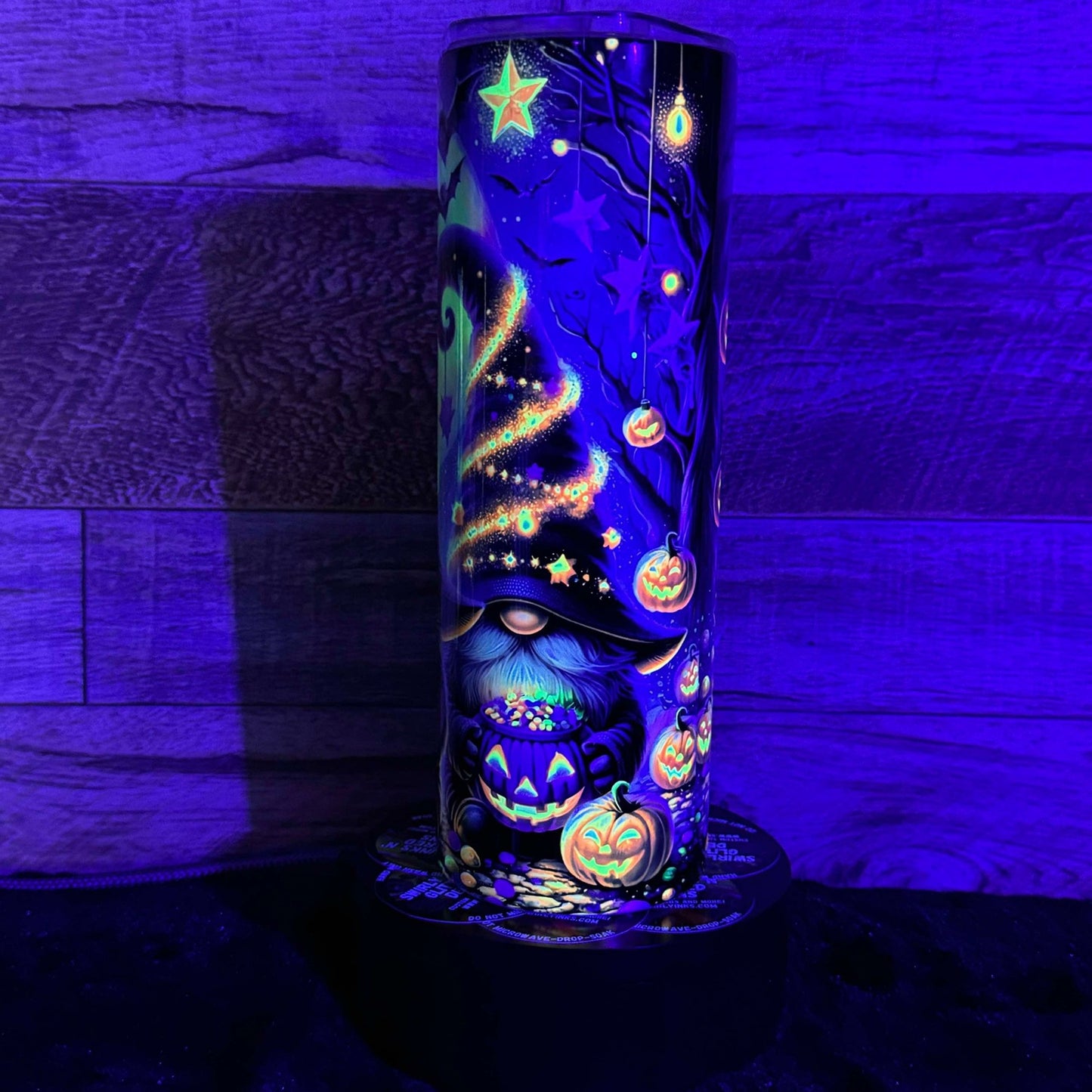 Halloween Gnome (#10) Tumbler - Black light Activated Ink.