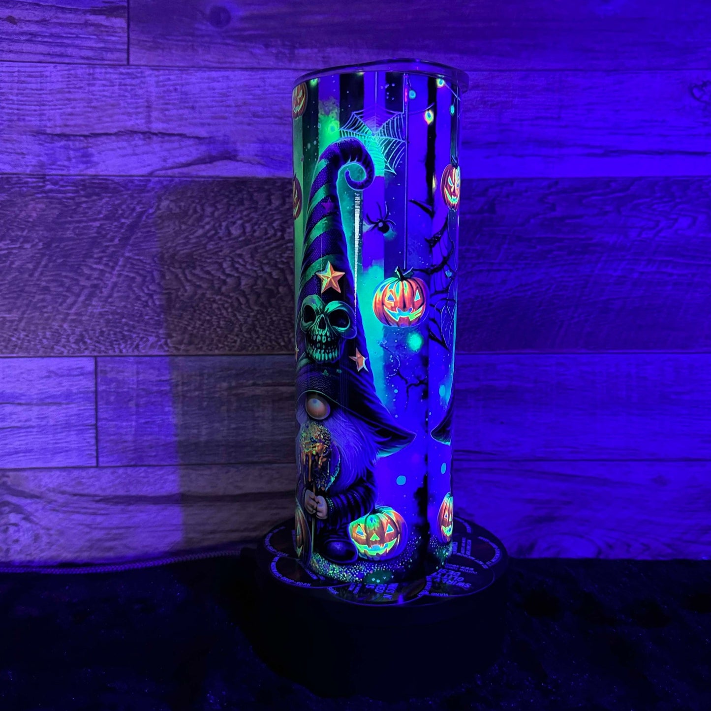 Halloween Gnome (#8) Tumbler - Black light Activated Ink.