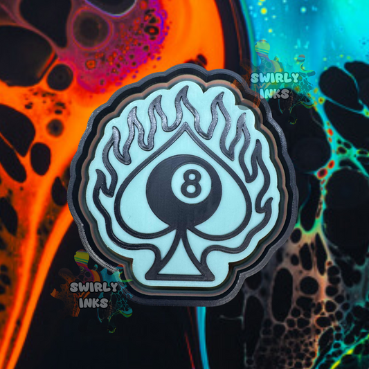 8 Ball Spade Flames Freshie Mold