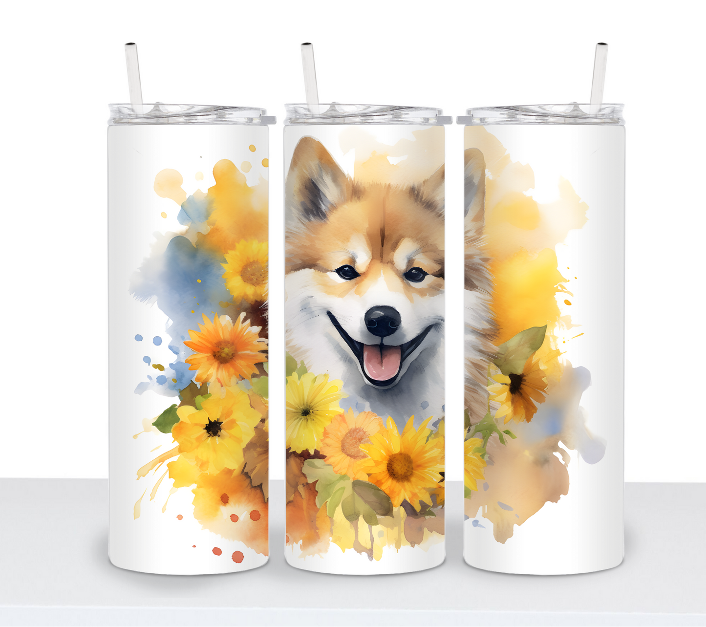 Dogs with Sunflowers