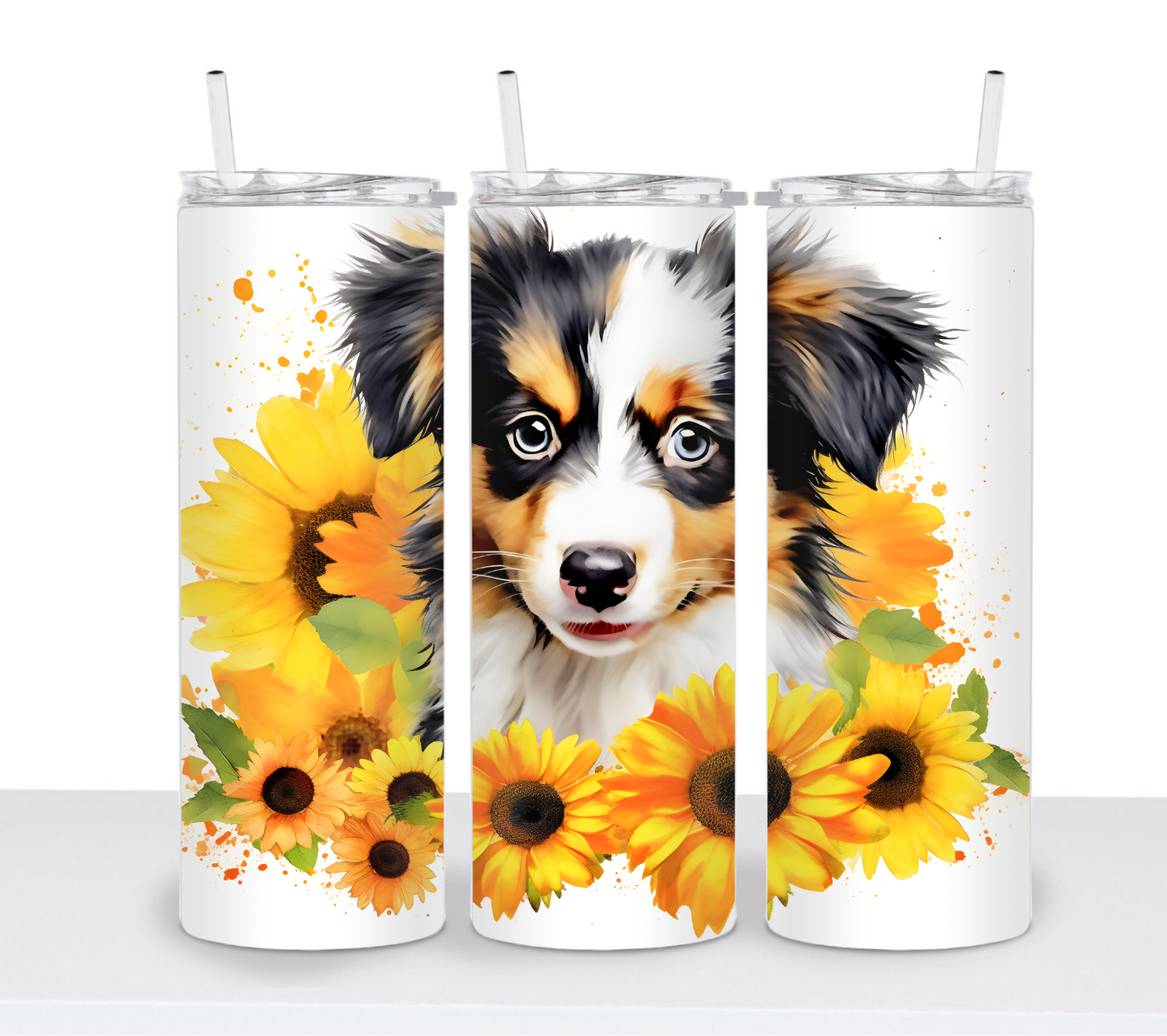 Dogs with Sunflowers