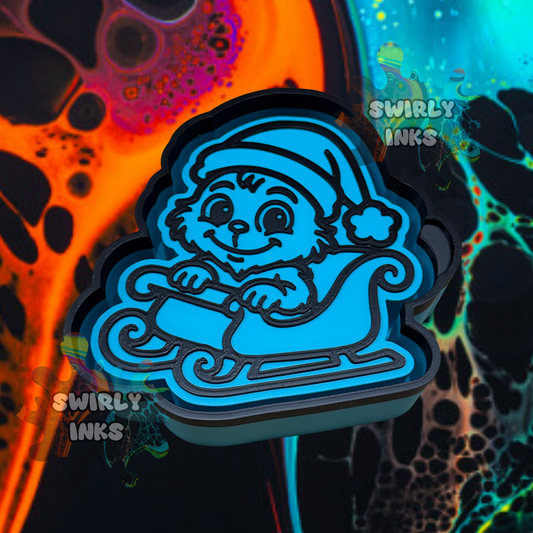Baby Green Guy in Sleigh Freshie Mold
