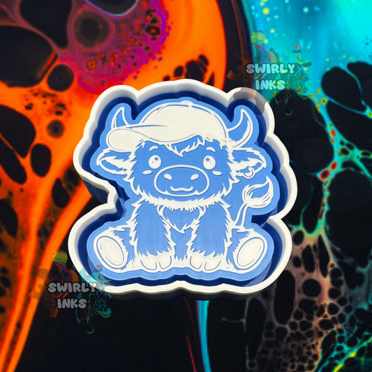 Baby Highland Cow in Baseball Hat Freshie Mold