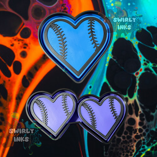 Baseball Hearts Set Freshie Mold