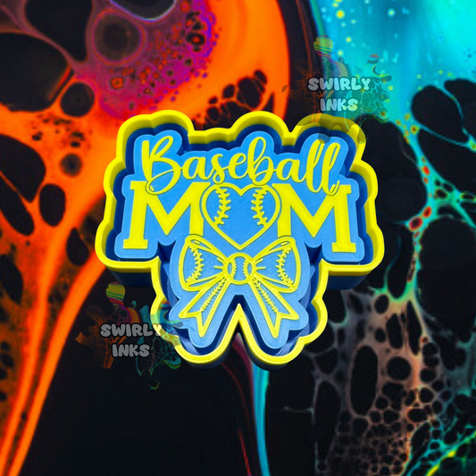 Baseball Mom Heart Bow Freshie Mold