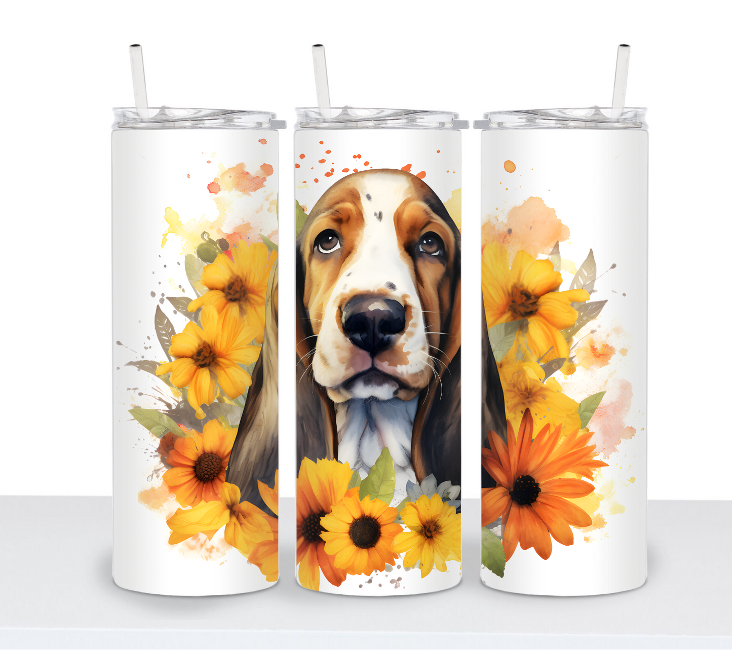 Dogs with Sunflowers