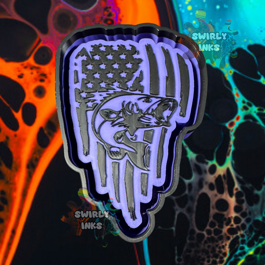 Bass with Distressed Flag Freshie Mold