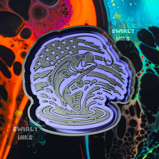 Bass with Flag & Hook Freshie Mold