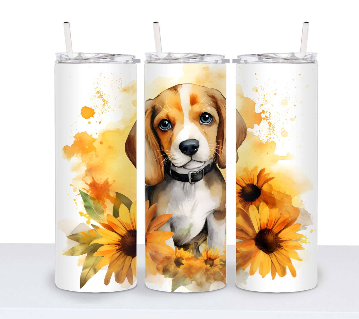 Dogs with Sunflowers