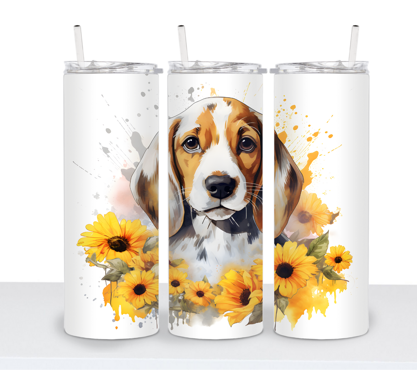 Dogs with Sunflowers