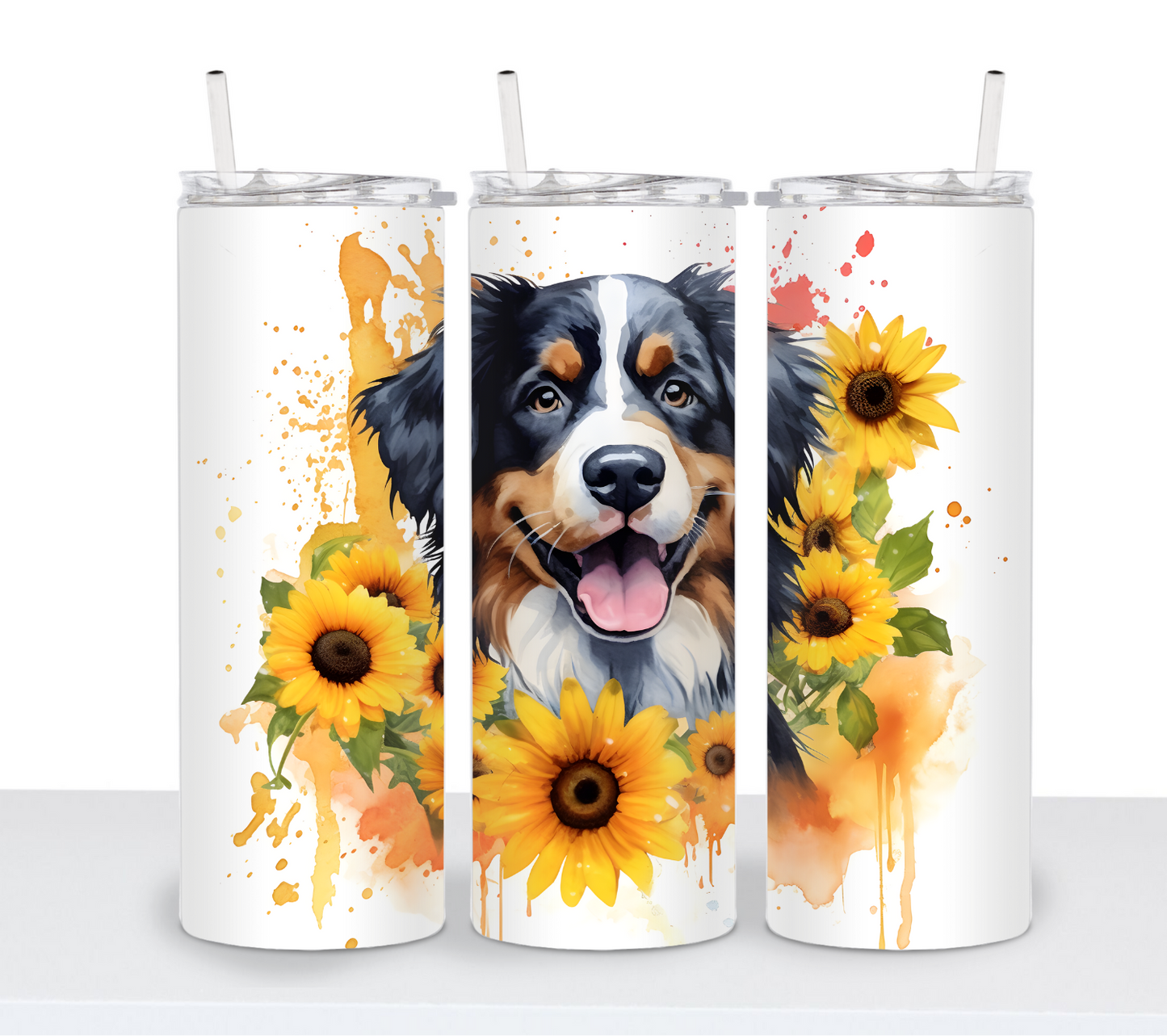 Dogs with Sunflowers