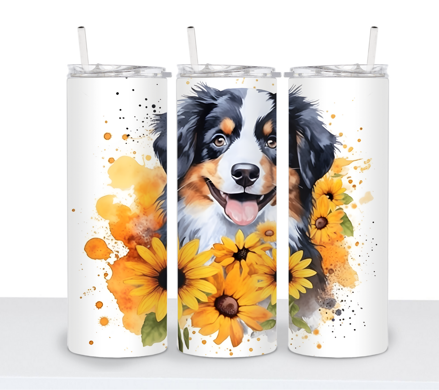 Dogs with Sunflowers