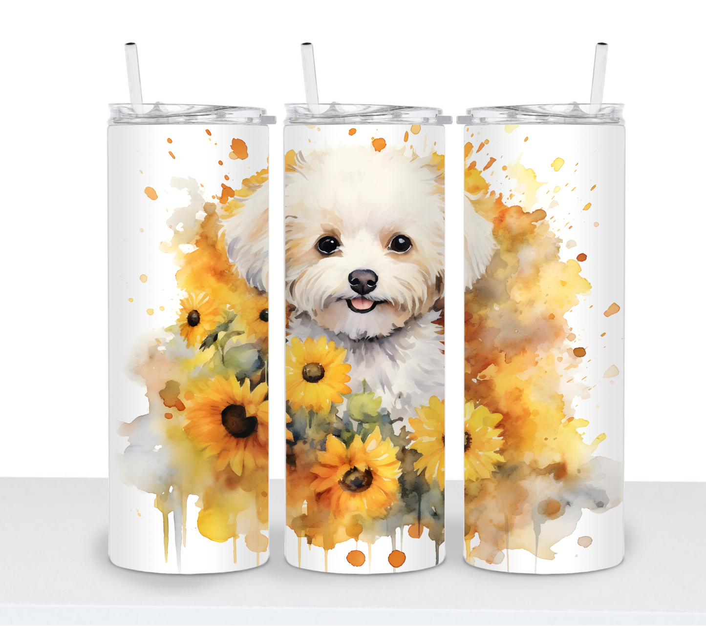 Dogs with Sunflowers