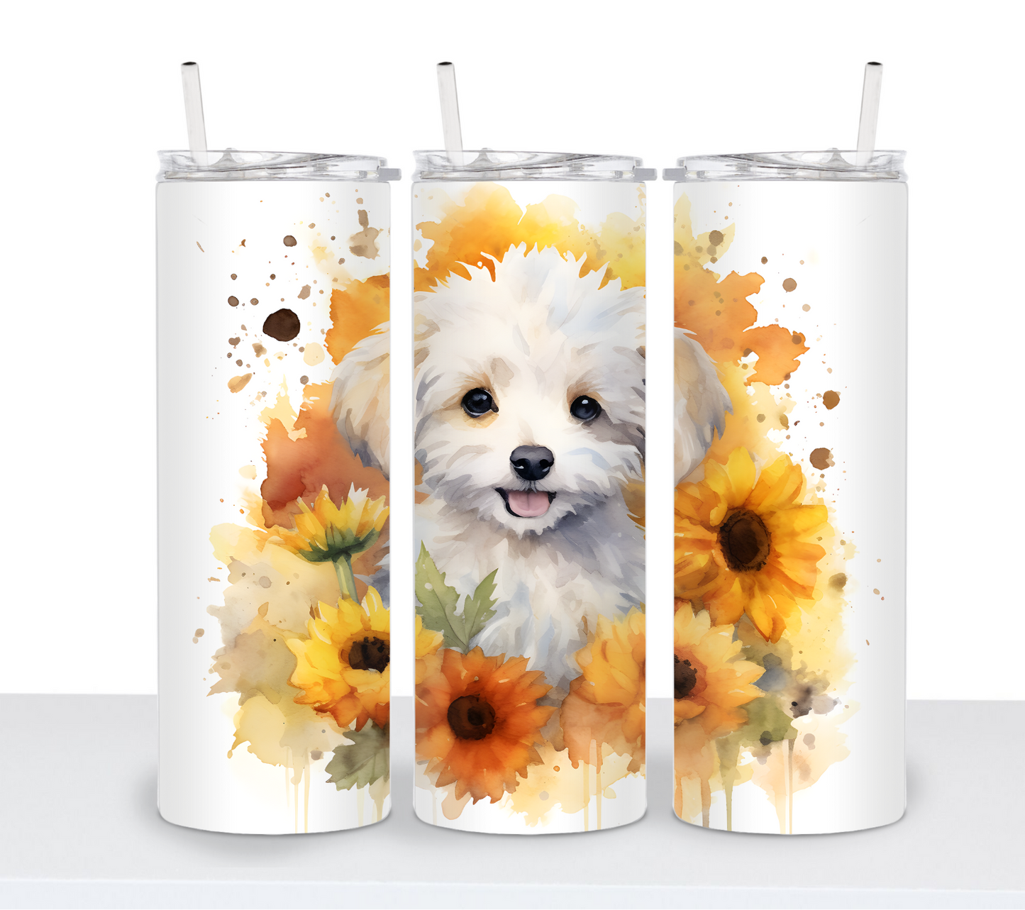 Dogs with Sunflowers