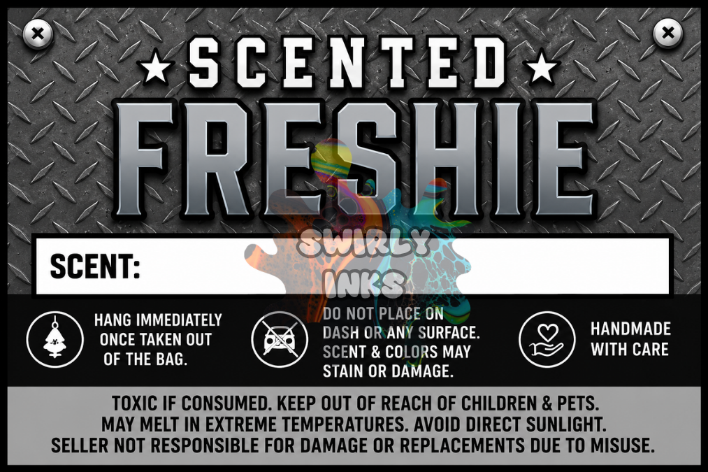 Black Diamond Plate Freshie Label 3" x 2"  (10)