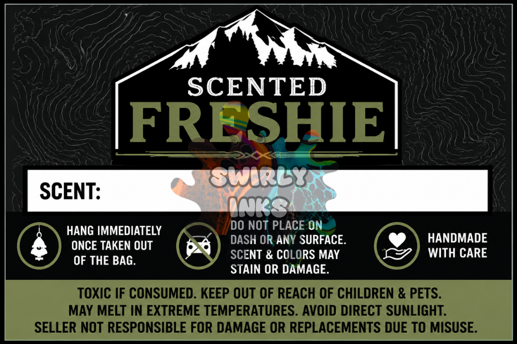 Black & Green Freshie Label 3" x 2"  (10)