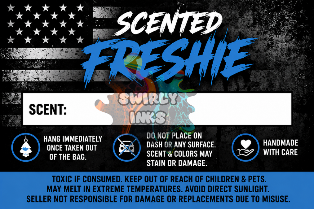 Blue & Black Flag Freshie Label 3" x 2"  (10)