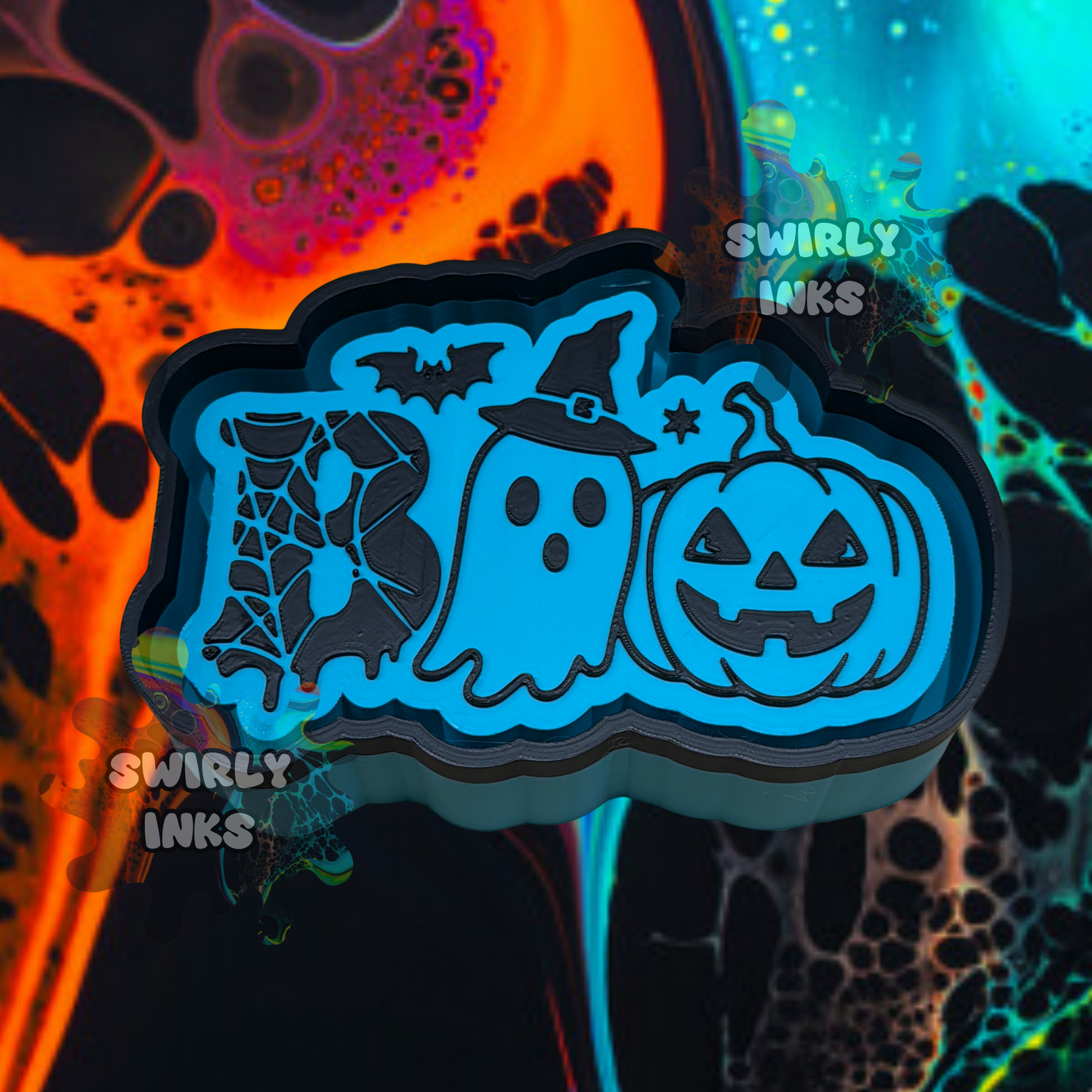 Boo Ghost Pumpkin Spider Web Freshie Mold