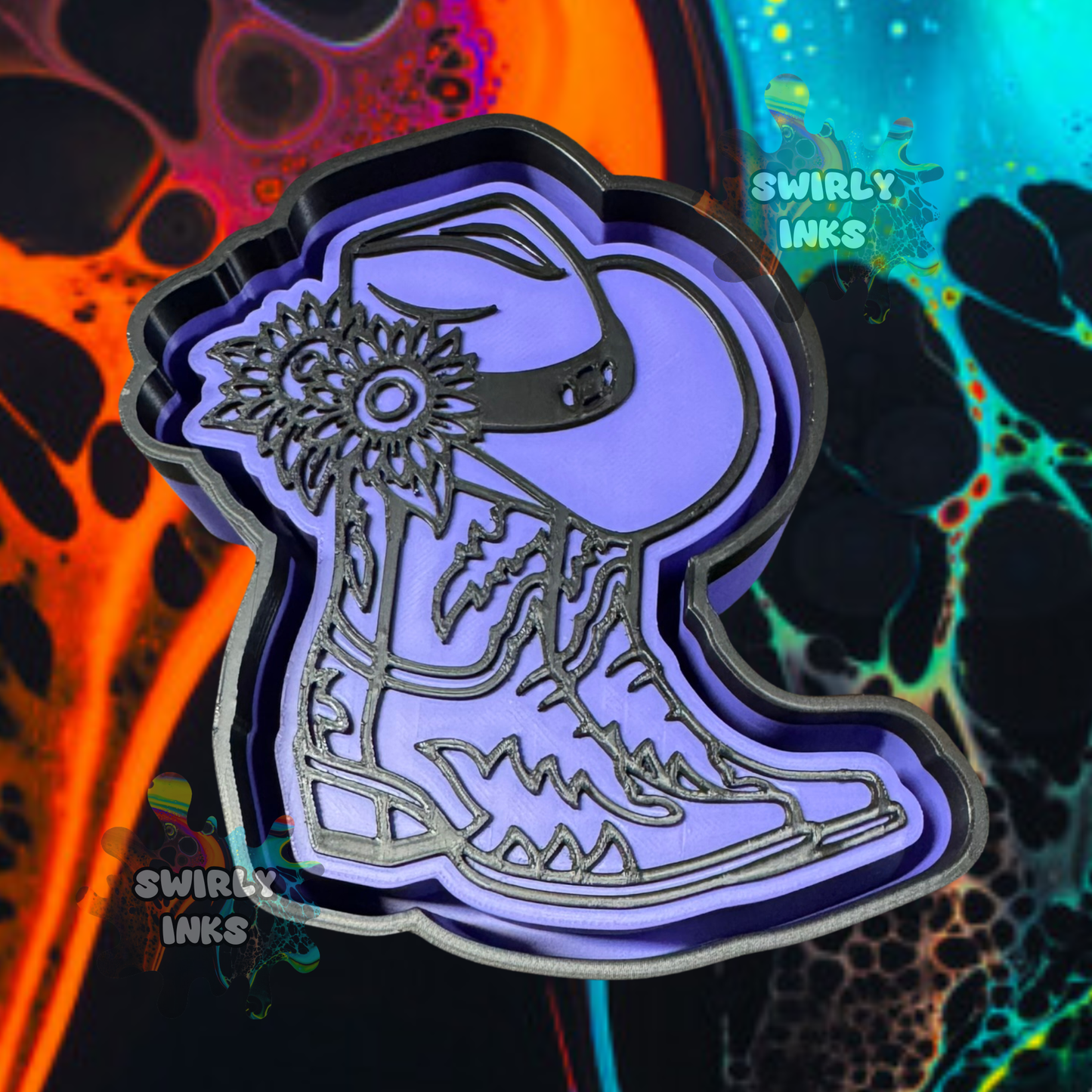 Boots with Cowboy Hat & Flowers Freshie Mold