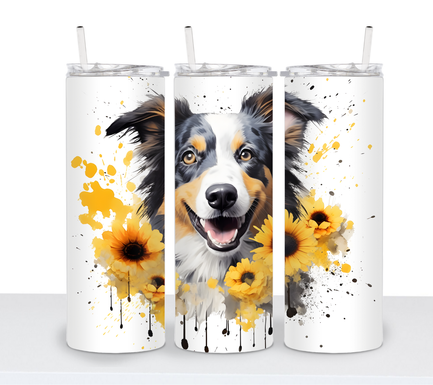 Dogs with Sunflowers